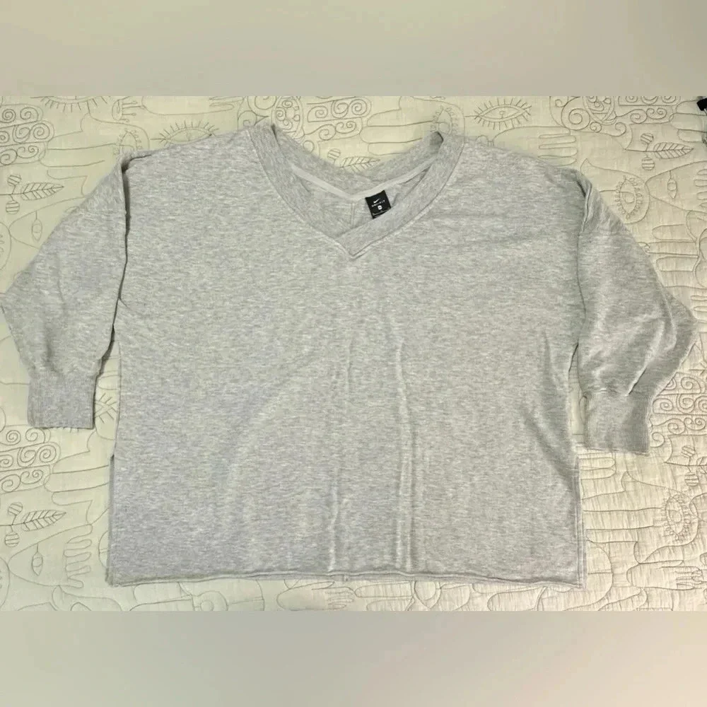 Nike Yoga Women's Fleece Cover Up Grey Heather Size XL Oversized V-neck